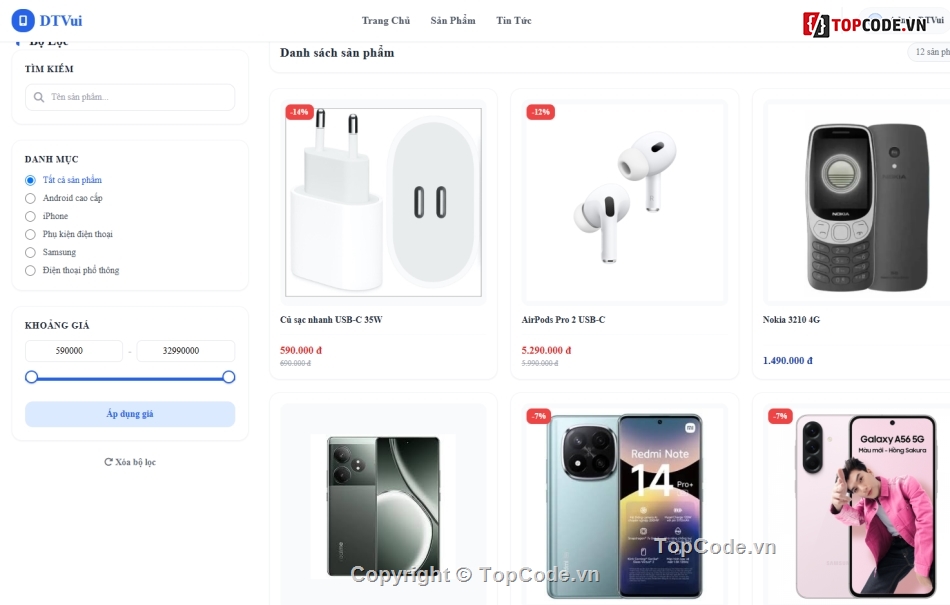 web bán điện thoại,website bán điện thoại,web bán phụ kiện